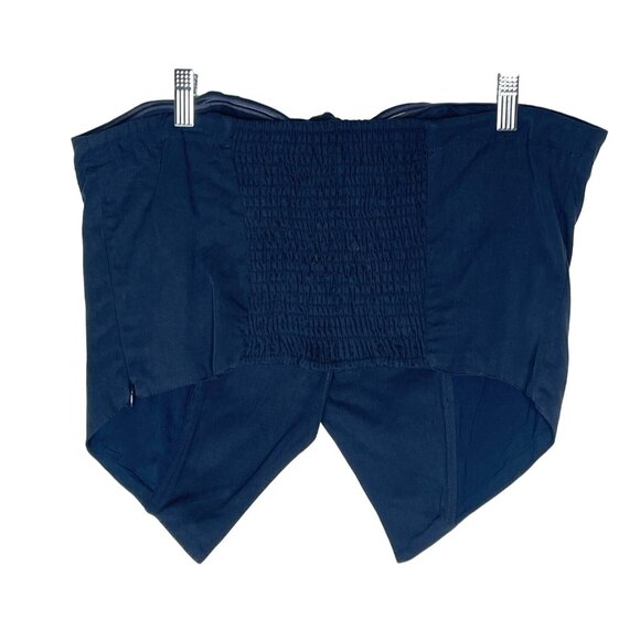 NWT Anthropologie XL Maeve Strapless Tube Top Tie Front Cropped Vest Denim Blue - Picture 4 of 10